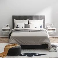 HOMCOM Lot de 2 tables de chevet murales - étagère, niche, plateau - blanc(m-2)