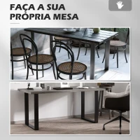 HOMCOM Conjunto de 2 Pés para Mesa de Aço 60x72 cm Pernas Quadradas de Mesa para Móveis de Bricolage Preto(m-7)
