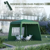 Outsunny Tenda Dobrável com 2 Paredes Laterais Altura Ajustável Proteção UV50+ e Bolsa de Transporte 240x240x250 cm Verde(m-4)