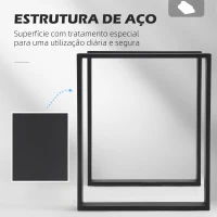 HOMCOM Conjunto de 2 Pés para Mesa de Aço 60x72 cm Pernas Quadradas de Mesa para Móveis de Bricolage Preto(m-6)