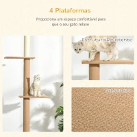 PawHut Arranhador para Gatos de Chão ao Teto 43x27x228-260 cm Marrom Claro(m-6)
