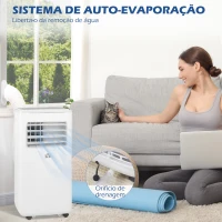 HOMCOM Ar Condicionado Portátil 9000BTU 1010W Refrigerador Ventoinha Desumidificadorc om Ecrã LED  e Temporizador 35,3x35x72,5 cm Branco(m-7)