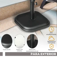 Outsunny Base para Chapéu de Sol 11 kg de Cimento para Mastros de Ø32-38 mm para Varanda Pátio Jardim Exterior 36x36x31 cm Preto(m-6)