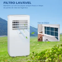 HOMCOM Ar Condicionado Portátil 9000BTU 1010W Refrigerador Ventoinha Desumidificadorc om Ecrã LED  e Temporizador 35,3x35x72,5 cm Branco(m-8)