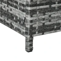 Outsunny 10 Seater Rattan Dining Table and Chairs Outdoor Bistro Table Set with Parasol Hole Footrest for Garden Yard Grey(m-10)