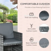 Outsunny 10 Seater Rattan Dining Table and Chairs Outdoor Bistro Table Set with Parasol Hole Footrest for Garden Yard Grey(m-7)