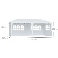 Outsunny 3x6m Pavillon Faltpavillon Faltzelt Partyzelt Gartenzelt inkl.4 Seitenteile Oxford Weiß(m-3)
