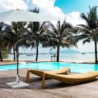 Outsunny 25kg Garden Umbrella Base Durable Parasol Holder Patio Furniture Outdoor Sunshade Marble Stand(m-12)