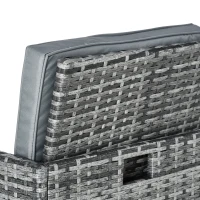 Outsunny 10 Seater Rattan Dining Table and Chairs Outdoor Bistro Table Set with Parasol Hole Footrest for Garden Yard Grey(m-9)