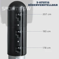 SPORTNOW Manekin Bokserski, Stojący, Regulowana Wysokość, Solidna Podstawa, Skóra Syntetyczna, Czarno-Szaro-Niebieski, 55 x 55 x 178-207 cm(m-5)