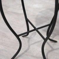 Outsunny Masuta de Gradina Rotunda din Metal cu Blat cu Mozaic, Ф35.5x53.5cm, Multicolor(m-9)