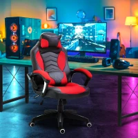 HOMCOM Luxe fauteuil/chaise de bureau gamer fonction massage + chauffage intégrée dossier inclinable rouge(m-5)