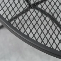 Masa mare rotunda Outsunny, de 91 cm. Masa de exterior din metal cu blat din plasa, pentru gradina, balcon, langa piscina, neagra(m-7)