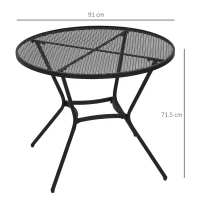 Masa mare rotunda Outsunny, de 91 cm. Masa de exterior din metal cu blat din plasa, pentru gradina, balcon, langa piscina, neagra(m-3)