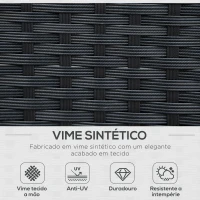 Outsunny Conjunto de Móveis de Jardim de Vime PE Conjunto de 7 Peças Mesa Sofás Bancos com Almofadas Laváveis Preto Areia e Verde(m-4)
