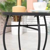 Outsunny Masuta de Gradina Rotunda din Metal cu Blat cu Mozaic, Ф35.5x53.5cm, Multicolor(m-8)