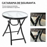 Outsunny masa pliabila pentru gradina, blat sticla, neagra(m-4)