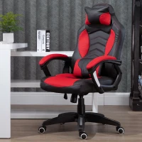 HOMCOM Luxe fauteuil/chaise de bureau gamer fonction massage + chauffage intégrée dossier inclinable rouge(m-6)