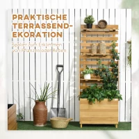 Outsunny Podwyższona grządka z 3 półkami, w tym rusztem do pnączy, odporna na warunki atmosferyczne, z solidnego drewna, 63 cm x 39 cm x 160 cm, Naturalna(m-4)