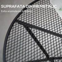 Masa mare rotunda Outsunny, de 91 cm. Masa de exterior din metal cu blat din plasa, pentru gradina, balcon, langa piscina, neagra(m-4)