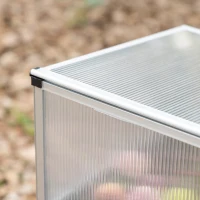 Outsunny Huerto Urbano Elevado de Aluminio 78,5x47x74,5 cm Macetero con Cubierta de Policarbonato y Techos Abatibles para Cultivos Planta Flores Gris(m-8)