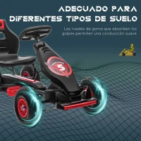 HOMCOM Go Kart a Pedales Infantil con Asiento Ajustable Neumáticos Inflables Amortiguador y Freno de Mano 121x58x61 cm Rojo(m-6)