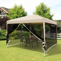 Outsunny foisor impermeabil cu pereti detasabili 3x3m, crem(m-2)