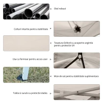 Outsunny foisor impermeabil cu pereti detasabili 3x3m, crem(m-7)