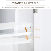 kleankin Armario de Baño de Pared con Espejo 2 Puertas Estante Ajustable en 3 Posiciones Espacio de Almacenaje para Cocina Medicinas 56x14x46 cm Blanco(m-4)