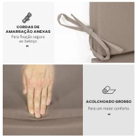 Outsunny Almofada para Baloiço de 2 Peças Almofada para Baloiço de Assento e Encosto Acolchoado 130x45x5 cm Marrom(m-5)