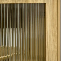 HOMCOM Aparador Alacena de Cocina Mueble Auxiliar con Puertas de Vidrio para Comedor Salón 80x40x184,5 cm Natural(m-9)