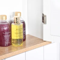 kleankin Armario de Baño de Pared con Espejo 2 Puertas Estante Ajustable en 3 Posiciones Espacio de Almacenaje para Cocina Medicinas 56x14x46 cm Blanco(m-7)