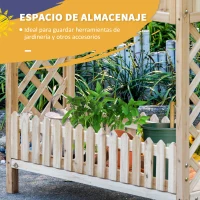 Outsunny Huerto Urbano de Madera 90x30x90 cm Mesa de Cultivo con Estante Inferior Seto Decorativo y 4 Orificios de Drenaje para Plantas Macetas Flores Natural(m-4)
