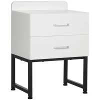 HOMCOM Mesita de Noche con 2 Cajones Borde Elevado Mesa Auxiliar para Dormitorio Salón Cama Oficina 40x29x58 cm Blanco(m-1)