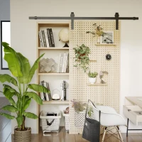 HOMCOM schuifdeurbeslagset met schroeven, complete set voor enkele houten deur(m-6)