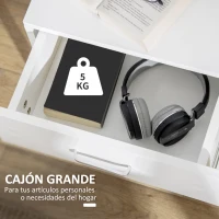 HOMCOM Mesita de Noche con 2 Cajones Borde Elevado Mesa Auxiliar para Dormitorio Salón Cama Oficina 40x29x58 cm Blanco(m-4)