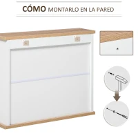 kleankin Armario de Baño de Pared con Espejo 2 Puertas Estante Ajustable en 3 Posiciones Espacio de Almacenaje para Cocina Medicinas 56x14x46 cm Blanco(m-6)