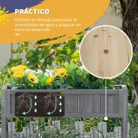 Outsunny Huerto Urbano de Madera 90x30x90 cm Mesa de Cultivo con Estante Inferior Seto Decorativo y 4 Orificios de Drenaje para Plantas Macetas Flores Natural(m-6)