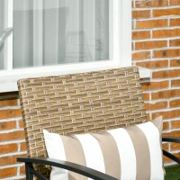 Outsunny Conjunto Mesa y 2 Sillas de Jardín de Ratán Sintético con 2 Cojines Decorativos 46x46x48 cm y 59x71x80 cm Marrón(m-8)