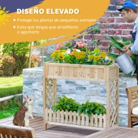 Outsunny Huerto Urbano de Madera 90x30x90 cm Mesa de Cultivo con Estante Inferior Seto Decorativo y 4 Orificios de Drenaje para Plantas Macetas Flores Natural(m-5)