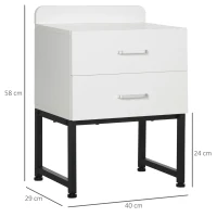 HOMCOM Mesita de Noche con 2 Cajones Borde Elevado Mesa Auxiliar para Dormitorio Salón Cama Oficina 40x29x58 cm Blanco(m-3)