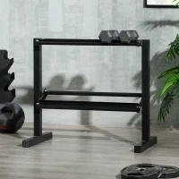 SPORTNOW Suport pentru Gantere pe 2 Niveluri, Organizator Stabil de Depozitare a Greutăților, 92.5x50.5x80.5 cm, Negru(m-2)