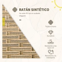Outsunny Conjunto Mesa y 2 Sillas de Jardín de Ratán Sintético con 2 Cojines Decorativos 46x46x48 cm y 59x71x80 cm Marrón(m-4)