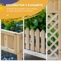 Outsunny Huerto Urbano de Madera 90x30x90 cm Mesa de Cultivo con Estante Inferior Seto Decorativo y 4 Orificios de Drenaje para Plantas Macetas Flores Natural(m-8)