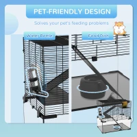 PawHut 3 Tiers Hamster Cage, Gerbil Cage with Deep Glass Bottom, Non-Slip Ramps, Platforms, Hut, Exercise Wheels, Water Bottle, Dish, for Syrian Hamster, Dwarf Hamster, 60 x 40 x 57cm(m-5)
