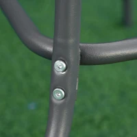 Outsunny Aquatex Glass Garden Table Curved Metal Frame Parasol Hole 4 Legs Outdoor Gre(m-10)