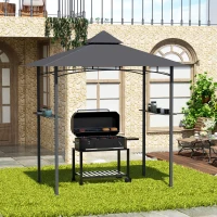 Outsunny 2.5M (8ft) New Double-Tier BBQ Gazebo Grill Canopy Barbecue Tent Shelter Patio Deck Cover - Grey(m-2)