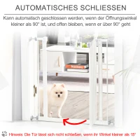 PawHut Türschutzgitter ohne bohren 74-80 cm einstellbar Treppenschutzgitter Absperrgitter mit Doppelter Verschluss Hunde Absperrgitter für Haustier Hundetürgitter Auto-Close Metall Kunststoff Weiß(m-5)