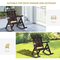 Outsunny Fir Wood Rocking Chair Ergonomically Designed Adirondack Garden Rocker for Patio Balcony Deck  Brown(m-4)