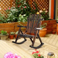 Outsunny Fir Wood Rocking Chair Ergonomically Designed Adirondack Garden Rocker for Patio Balcony Deck  Brown(m-8)